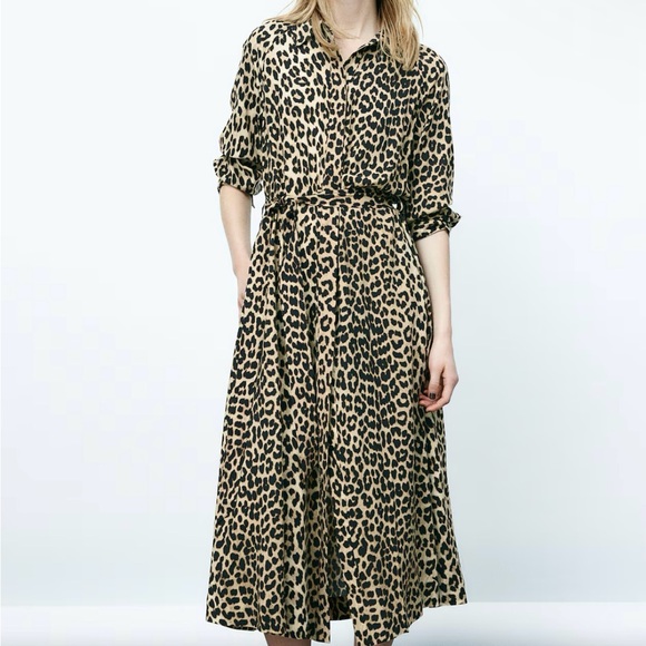 H&M Brown and Black Long Sleeve Wrap Dress - Picture 1 of 3